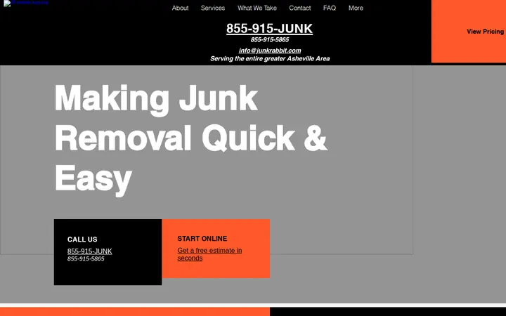 Junk Rabbit homepage, captured in 2021